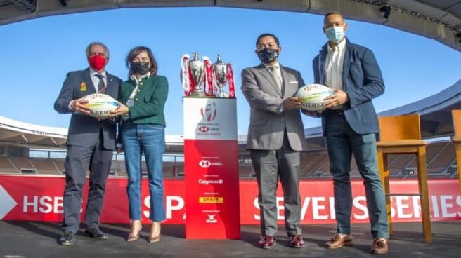 all-blacks-rugby-sevilla-malaga Los organizadores, en la presentación del torneo este viernes en Sevilla.