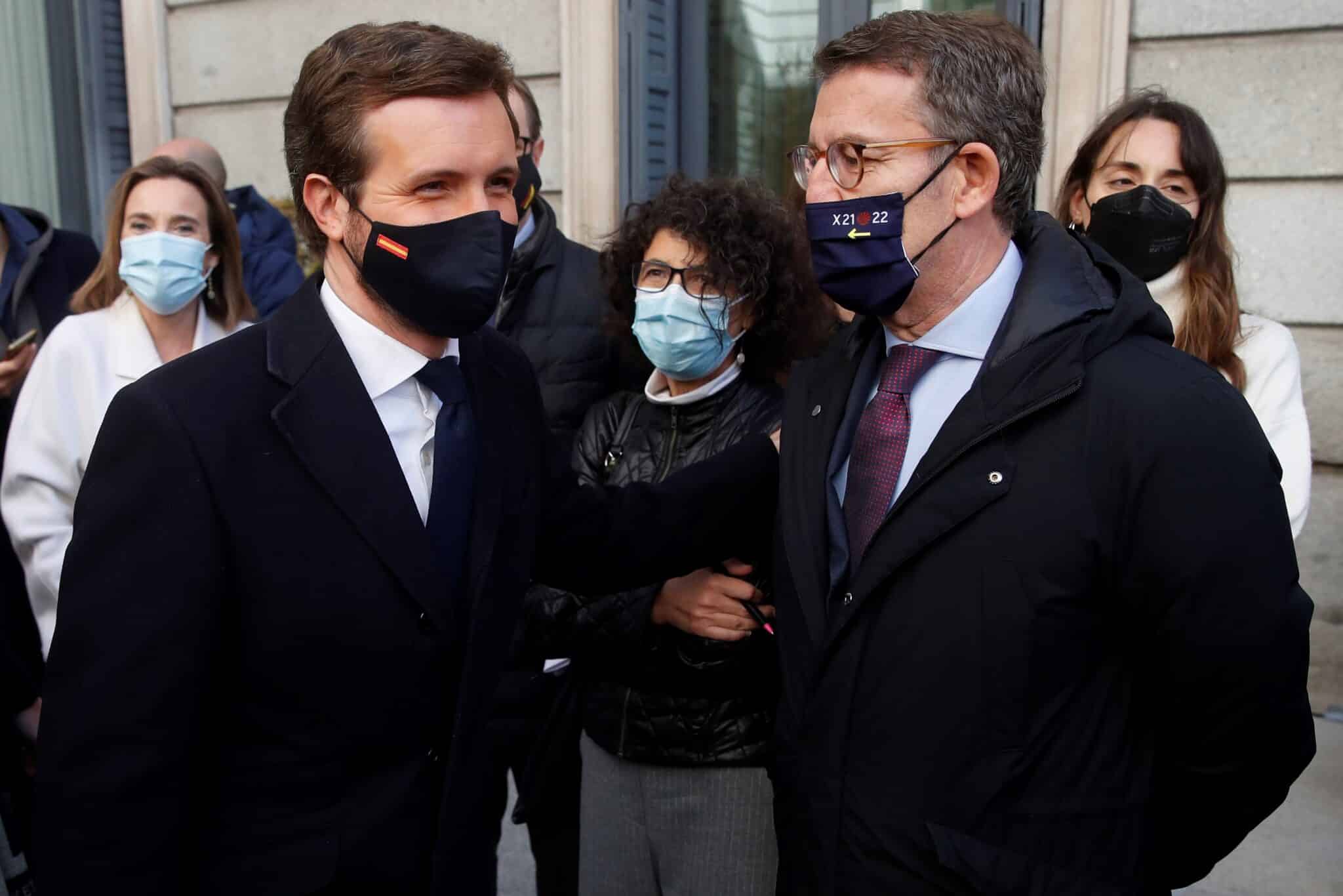 El presidente del PP, Pablo Casado, y el de la Xunta, Alberto Núñez Feijóo.