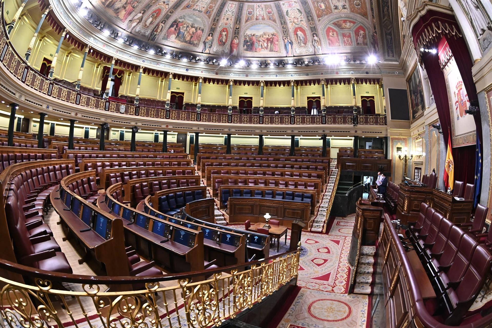 Hemiciclo vacío en el Congreso de los Diputados.