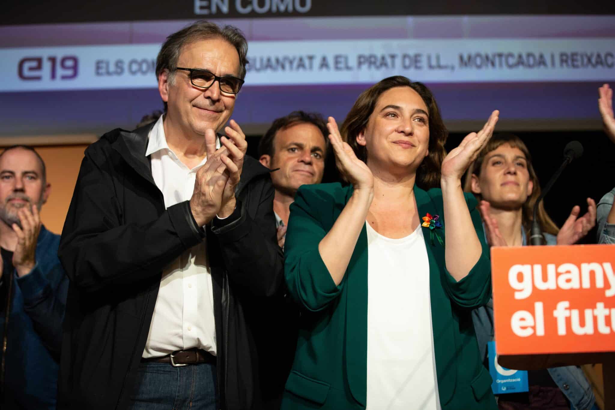 Joan Subirats y Ada Colau, en una noche electoral de los comunes tras las municipales de 2019.