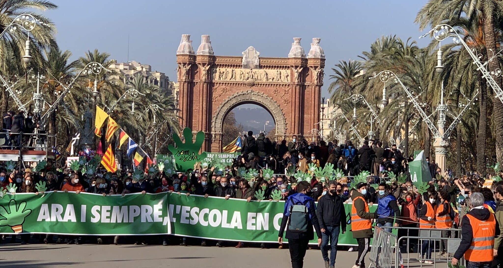 La manifestación contra el 25% en castellano reúne a Govern, sindicatos y entidades secesionistas