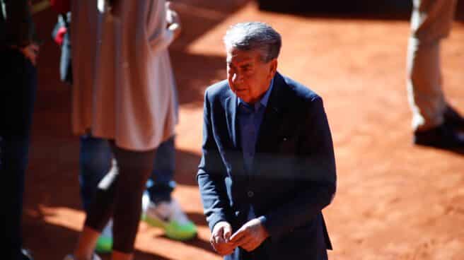 Manolo Santana, en el Mutua Madrid Open de 2019. Manolo Santana, en el Mutua Madrid Open de 2019.
