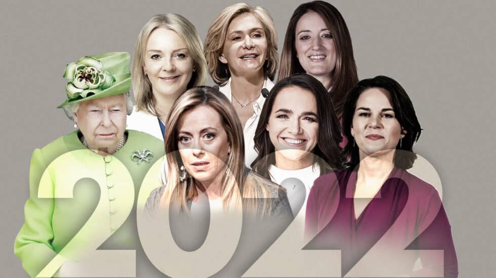 Mujeres 2022: Reina Isabel, Liz Trust, Valerie Pécresse, Giorgia Meloni, Annalena Baerbock, Roberta Metsola y Katalin Novak