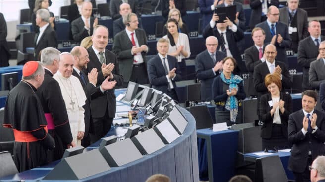 El Papa Francisco, en el Parlamento Europeo en noviembre de 2014. El Papa Francisco, en el Parlamento Europeo en noviembre de 2014.