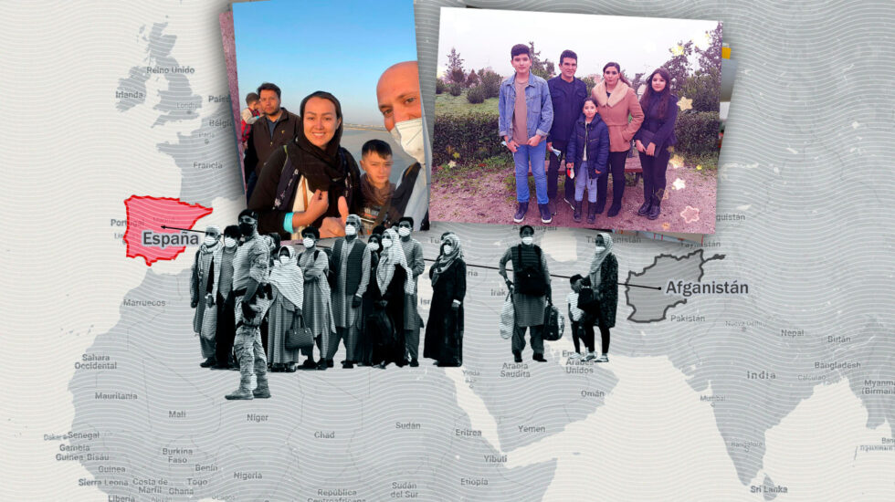 Khadija Zahra Ahmadi, dcha, y la familia Mashall, refugiados afganos en España