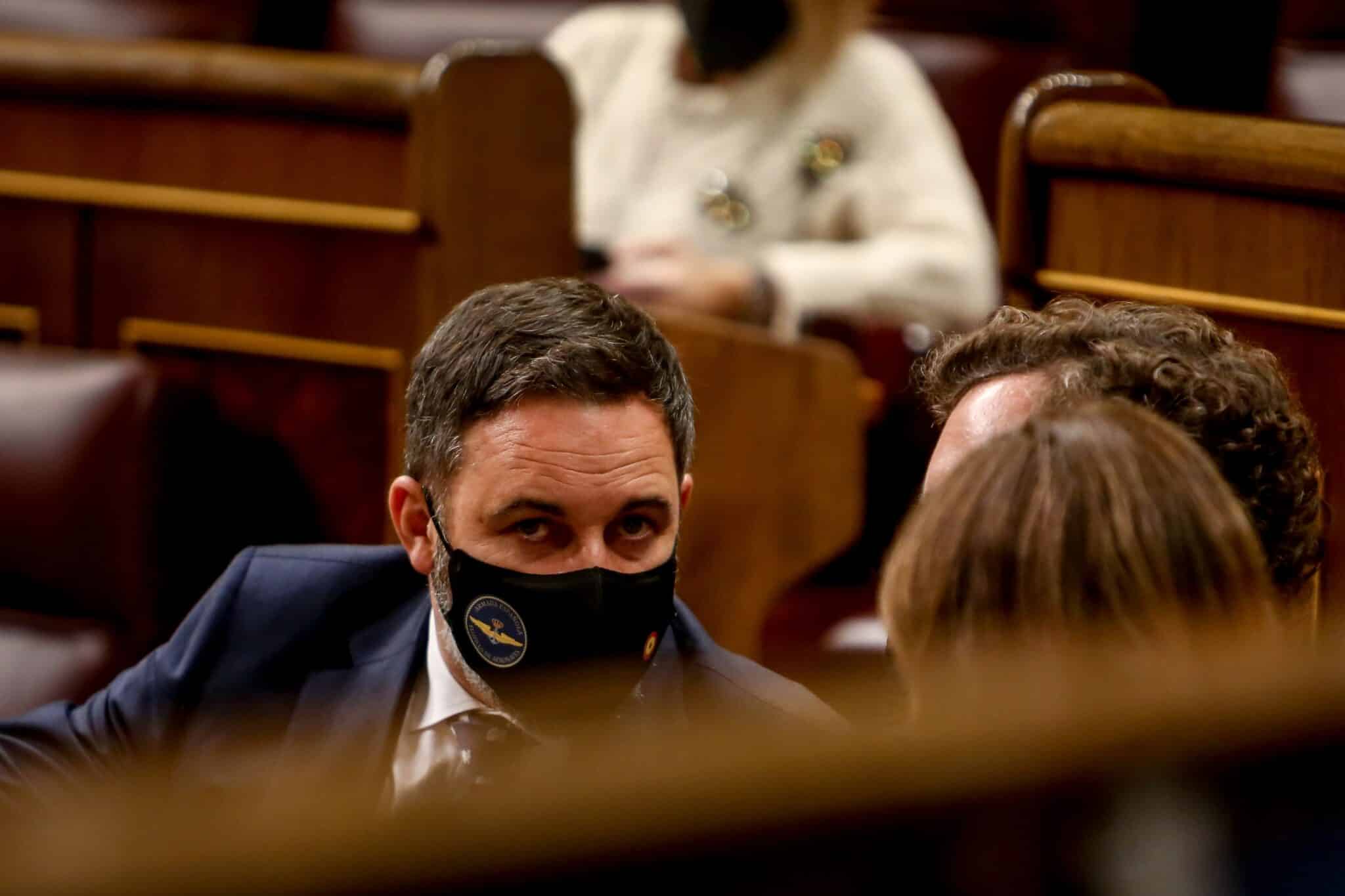 El presidente de Vox, Santiago Abascal, en una sesión plenaria en el Congreso.