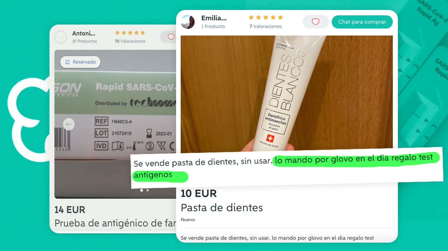 "Vendo pasta de dientes y regalo test de antígenos": las pruebas covid llegan a Wallapop