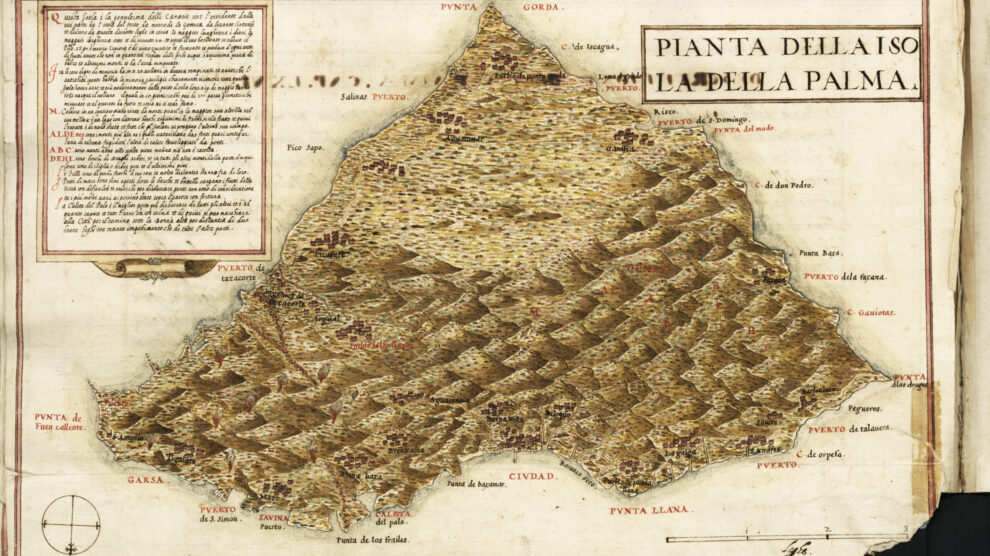 Imagen de la cartografía de la isla de La Palma dibujada por 