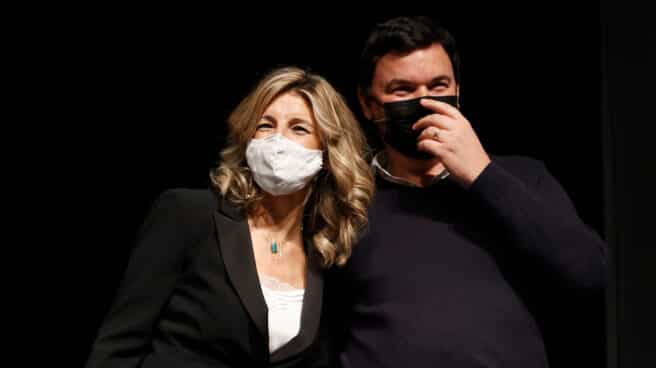 Yolanda Díaz y Thomas Piketty, en el Círculo de Bellas Artes.