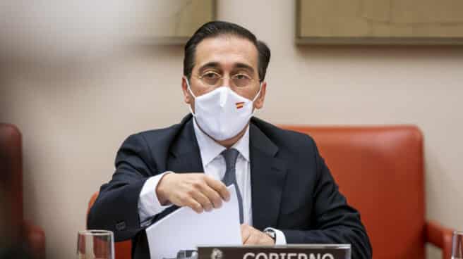 El ministro de Asuntos Exteriores, José Manuel Albares, durante su comparecencia en el Congreso