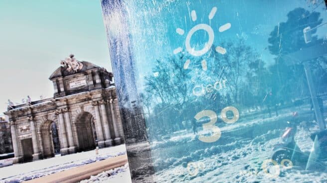 Selección fotos 2021: Un termómetro ubicado en la puerta Alcalá marca 3º en Madrid (España)