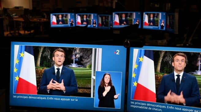 El presidente francés, Emmanuel Macron, en su discurso de fin de año.