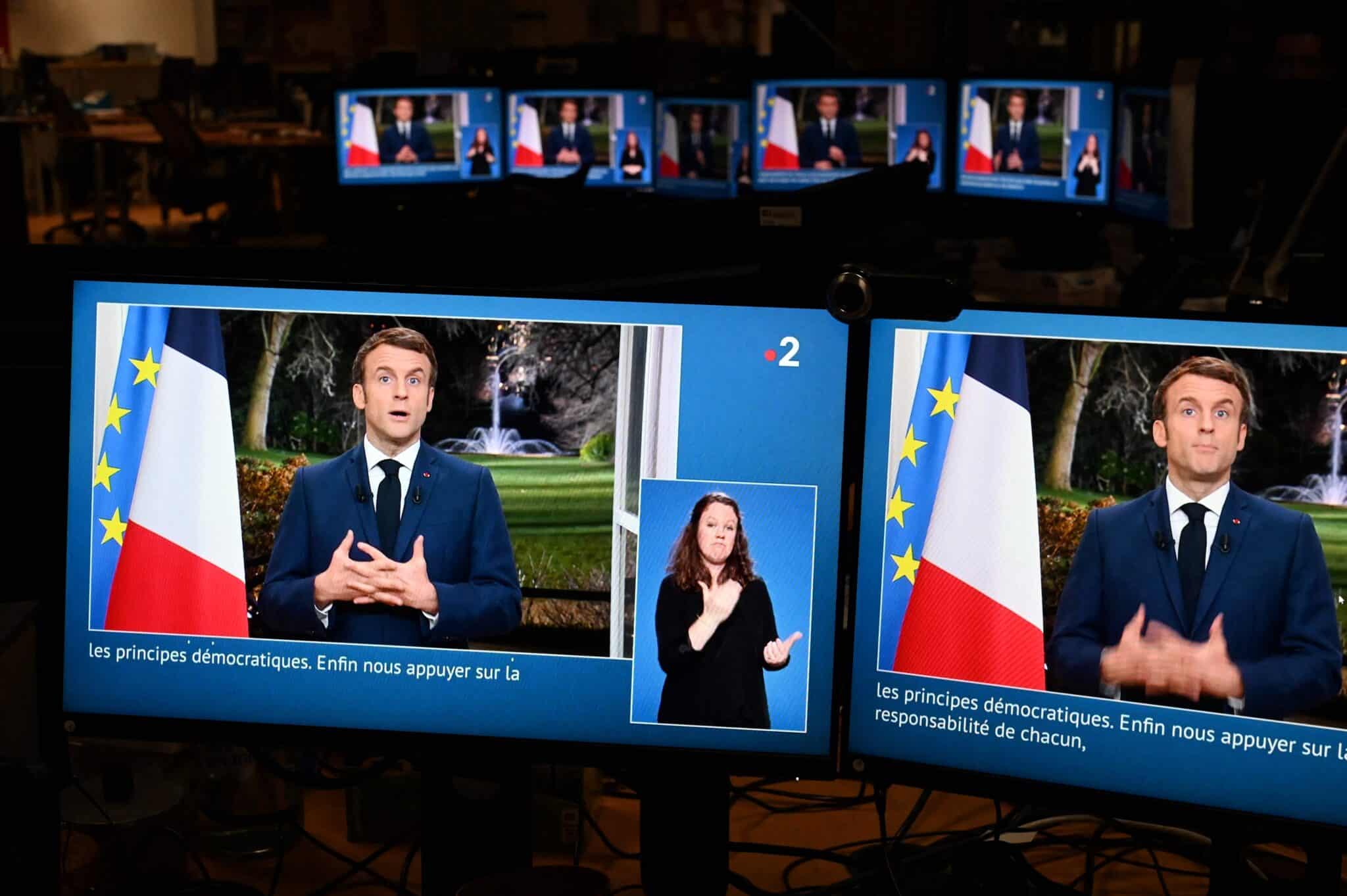 El presidente francés, Emmanuel Macron, en su discurso de fin de año.