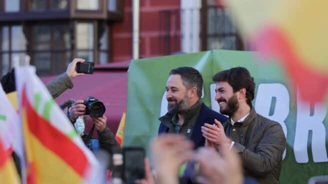 Santiago Abascal junto al candidato Juan García-Gallardo, en Valladolid.