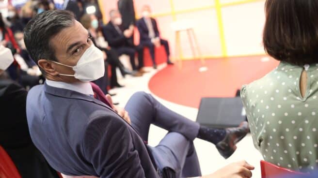 Tercera jornada de Fitur 2022 El presidente del Gobierno, Pedro Sánchez, en el acto La Sostenibilidad como palanca de la competitividad turística en el auditorio stand de Turespaña, en la tercera jornada de la 42ª edición de la Feria Internacional del Turismo