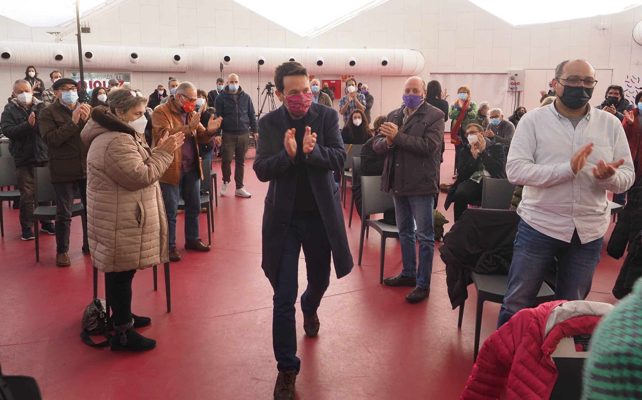 Pablo Iglesias llega a un acto en Valladolid.
