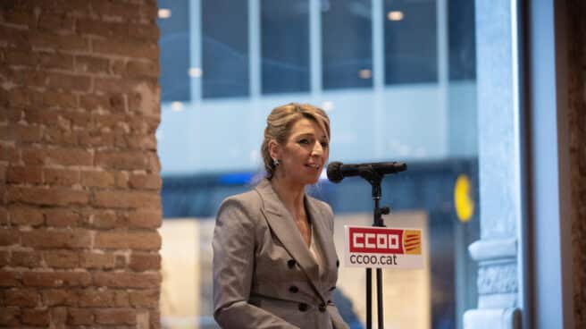 Yolanda Díaz, en la sede de CCOO de Cataluña.