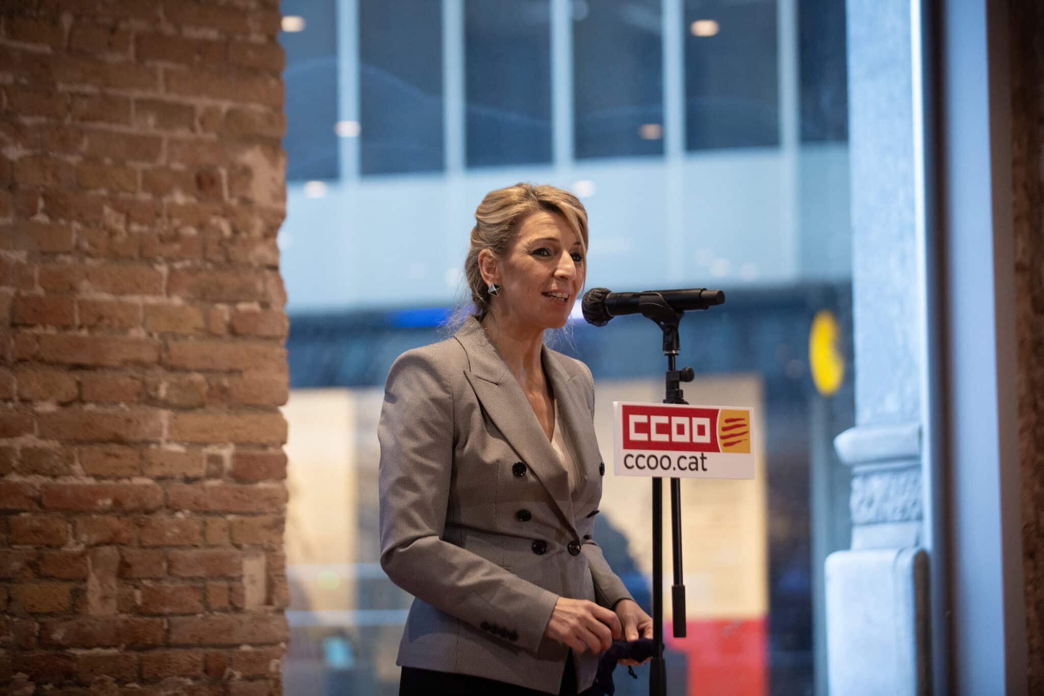 Yolanda Díaz, en la sede de CCOO de Cataluña.