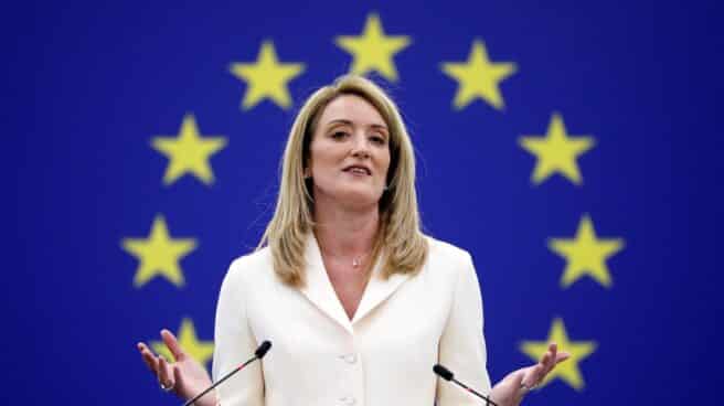 La maltesa Roberta Metsola, en su discurso tras ser elegida presidenta del Parlamento Europeo Roberta Metsola, presidenta del Parlamento Europeo