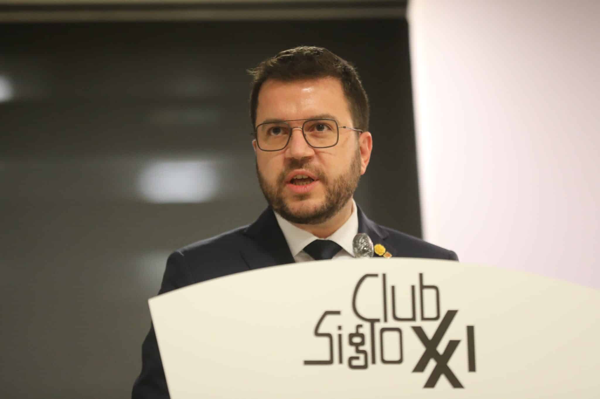 El presidente de la Generalitat de Cataluña, Pere Aragonès, protagoniza un coloquio organizado por el Club Siglo XXI.