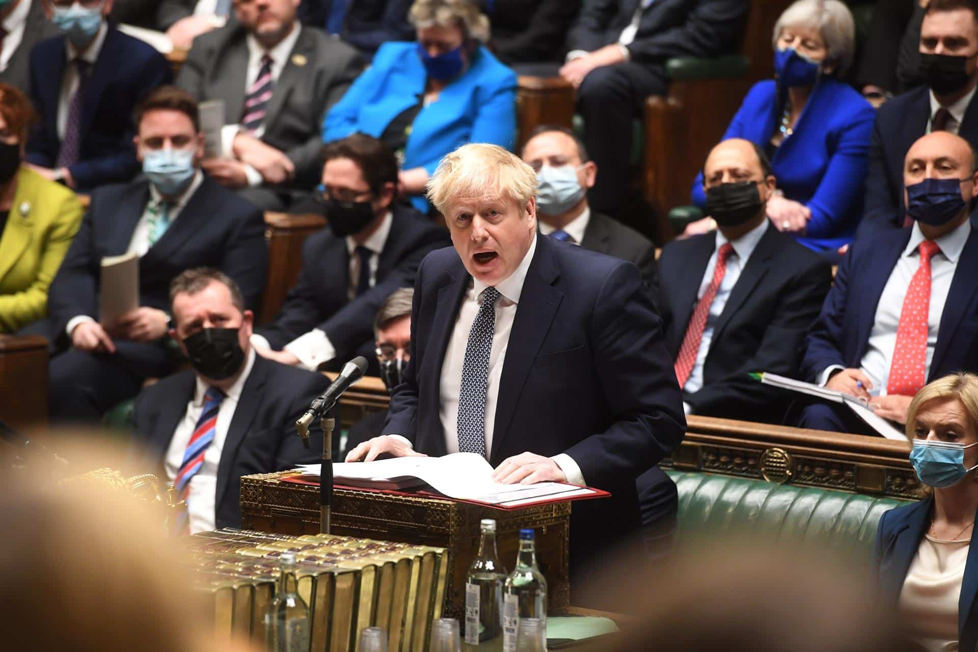 Boris Johnson, primer ministro británico, en la Cámara de los Comunes.