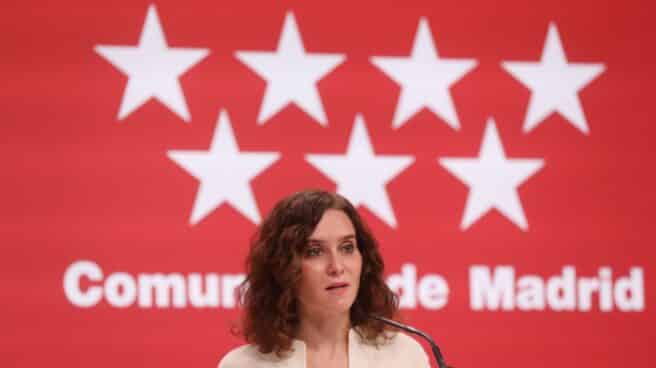 La presidenta de la Comunidad de Madrid, Isabel Díaz Ayuso, en una comparecencia ante los periodistas.