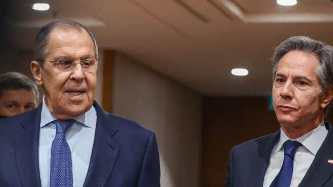 Sergei Lavrov y Anthony Blinken, durante su cumbre en Ginebra.