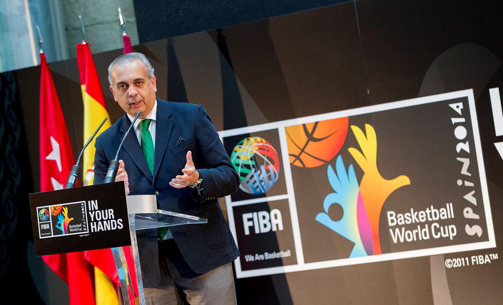 José Luis Sáez, en un acto durante su etapa como presidente de la Federación Española de Baloncesto.