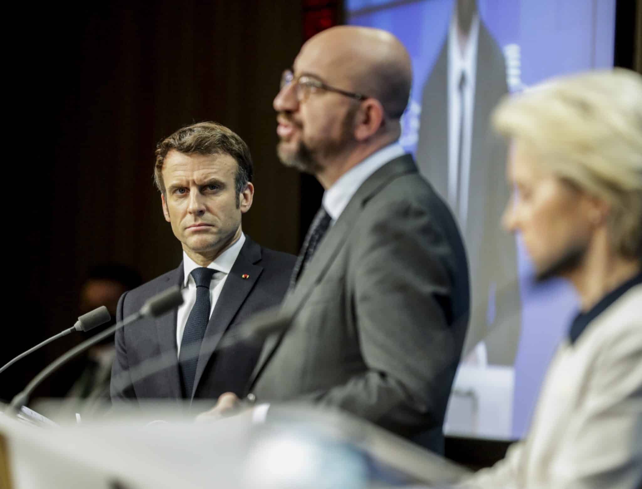 Macron, Michel y Von der Leyen, en Bruselas.