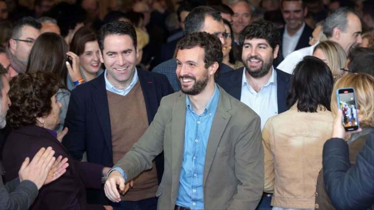 Teodoro García Egea, Pablo Casado y Fernando López Miras