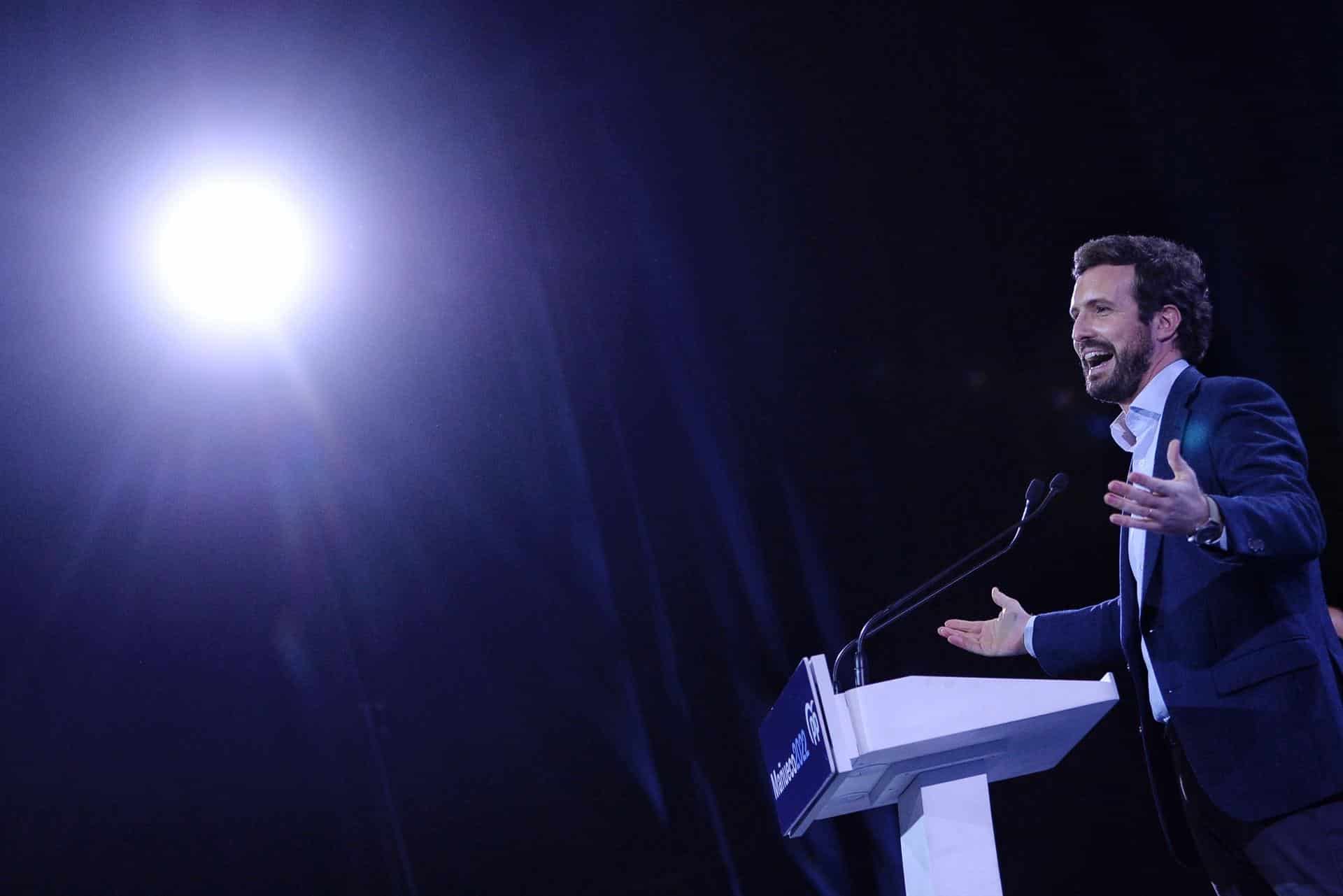 El presidente del PP, Pablo Casado, en el mitin de cierre de Castilla y León.