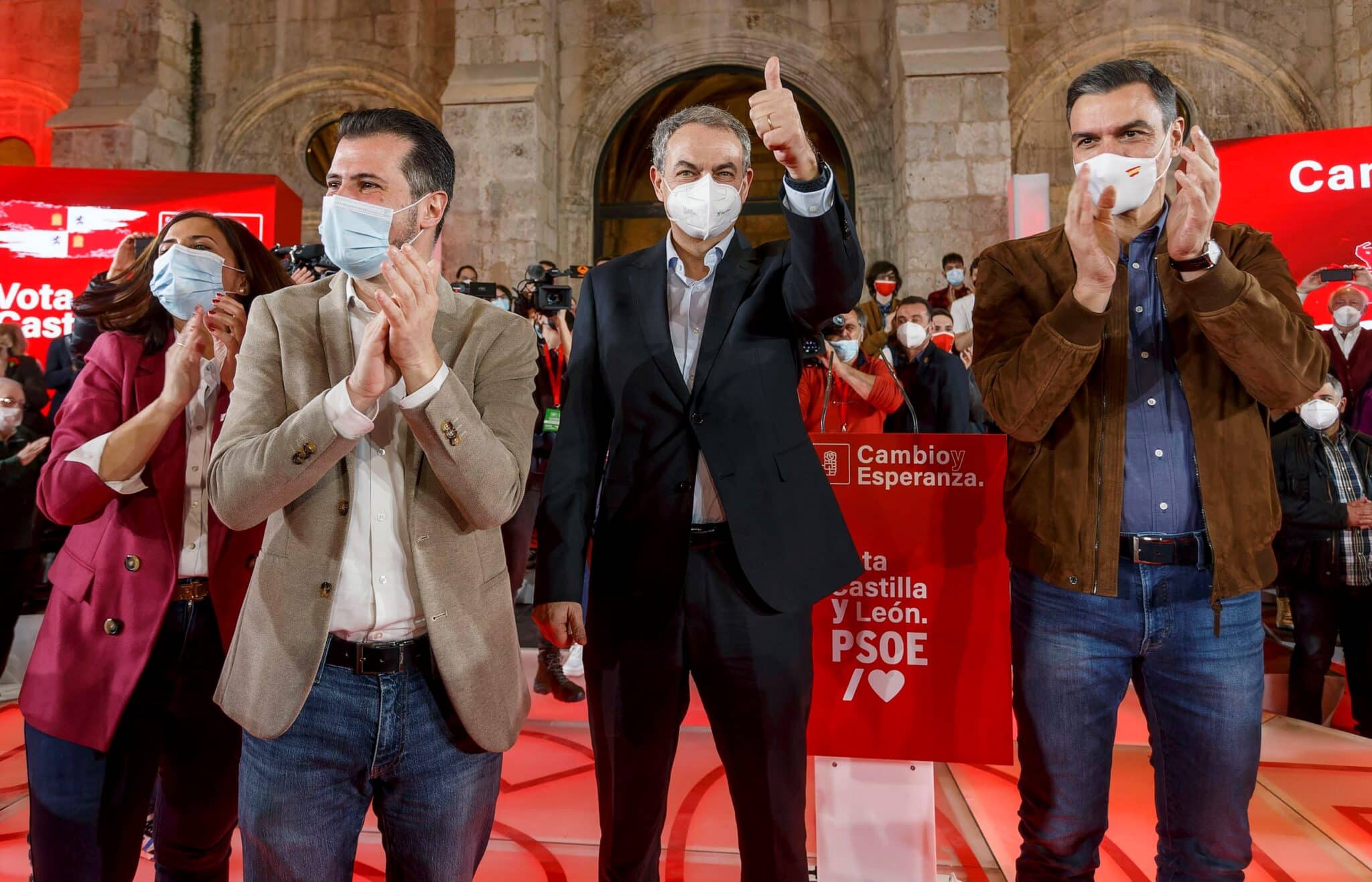Tudanca, Zapatero y Sánchez, en Burgos.