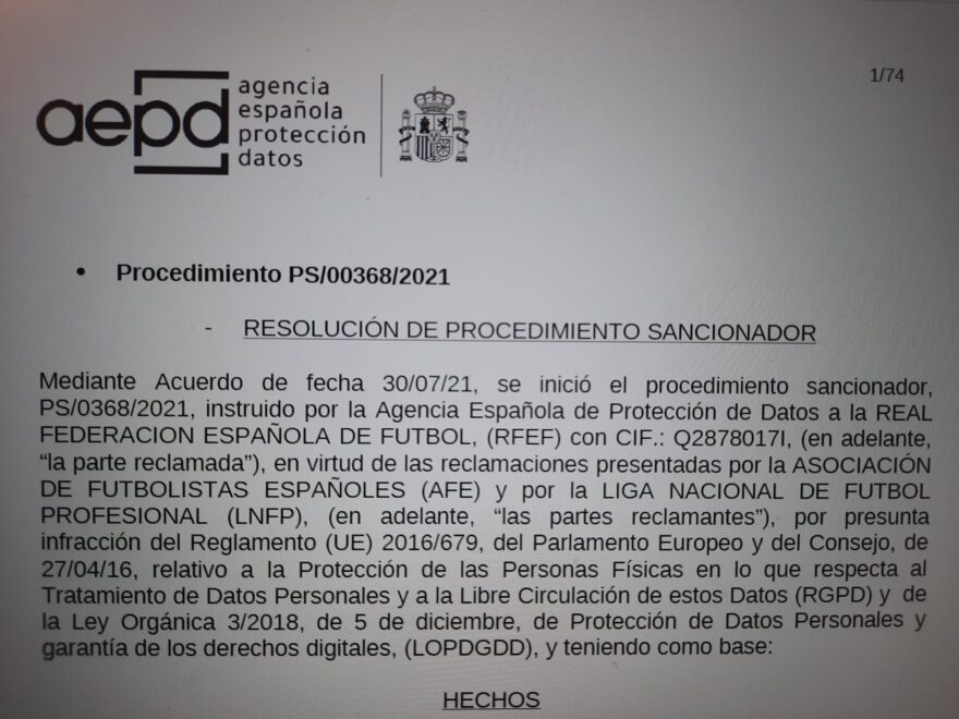 Resolución de procedimientos sancionador RFEF