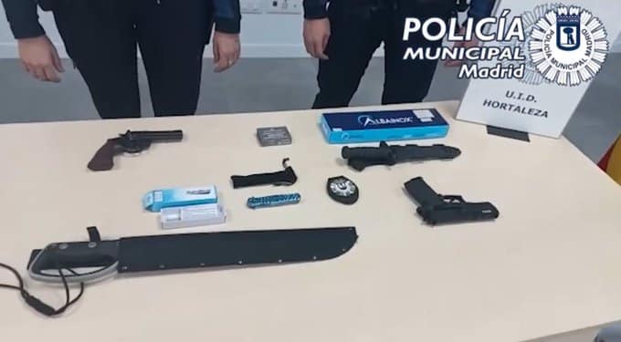 Armas incautadas por la Policía Municipal de Madrid.