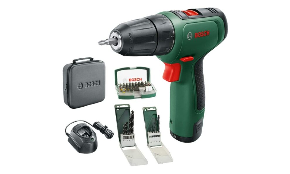 Pack Bosch EasyDrill 1200 compuesto de máquina, brocas, batería y estuche