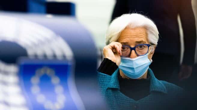La presidenta del Banco Central Europeo, Christine Lagarde, en un pleno del Parlamento Europeo en Estrasburgo.