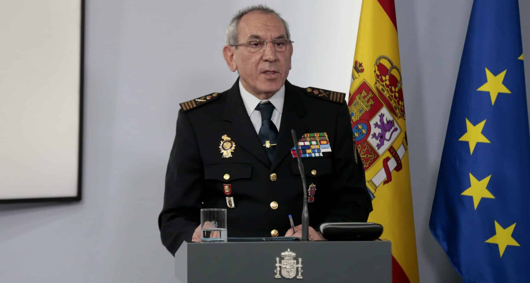 El DAO de la Policía, José Ángel González, en una rueda de prensa en La Moncloa.