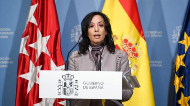 La delegada del Gobierno en Madrid, Mercedes González, durante una rueda de prensa en la sede de la Delegación del Gobierno