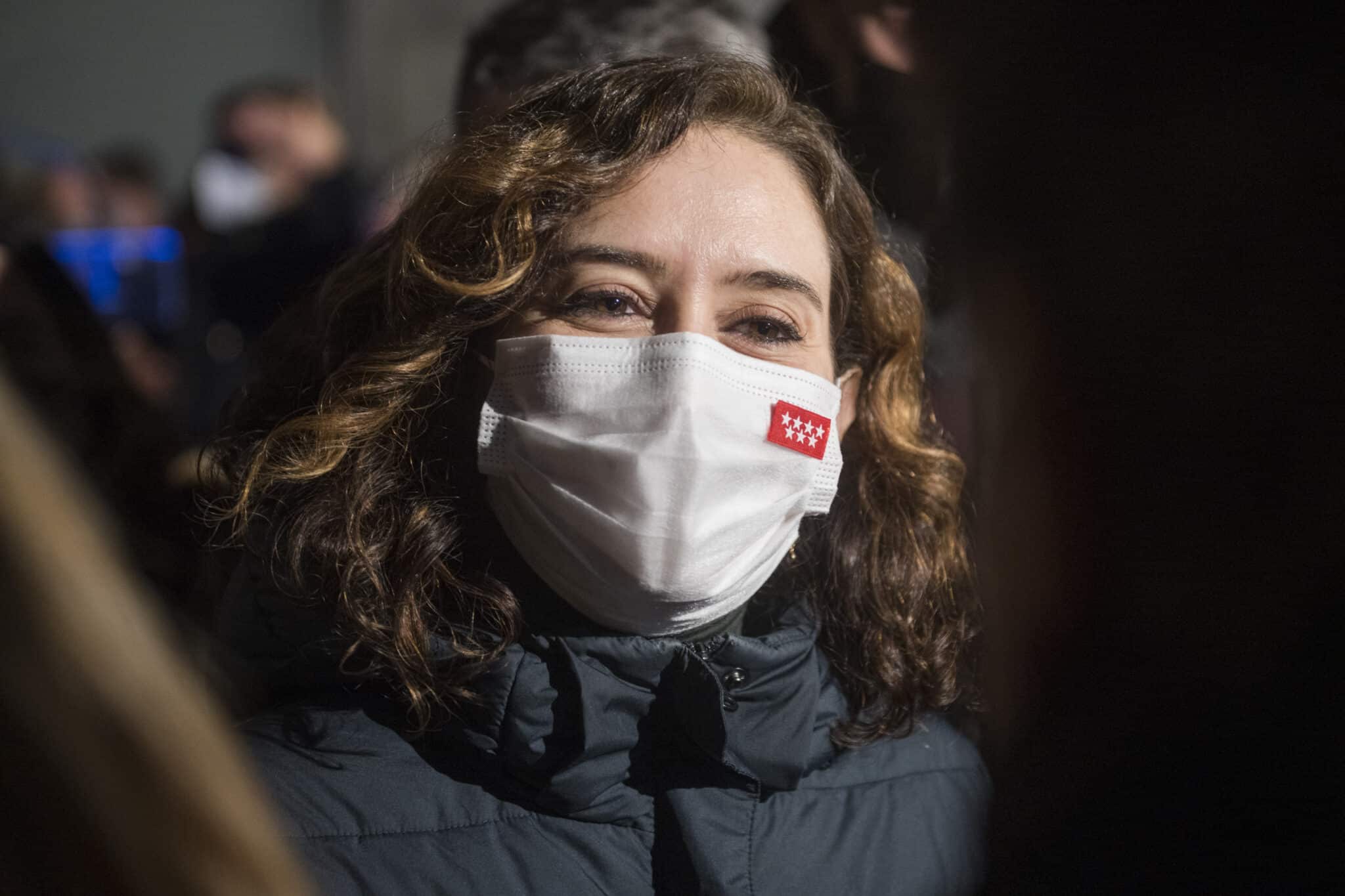 La presidenta de la Comunidad de Madrid, Isabel Díaz Ayuso, a su llegada a un mitin.