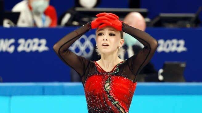 Kamila Valieva, durante la final por equipos de patinaje artístico en los Juegos Olímpicos de Pekin 2022.