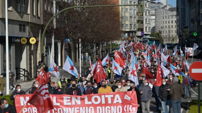 Movilización convocada por CIG-Industria de trabajadores del metal en A Coruña.