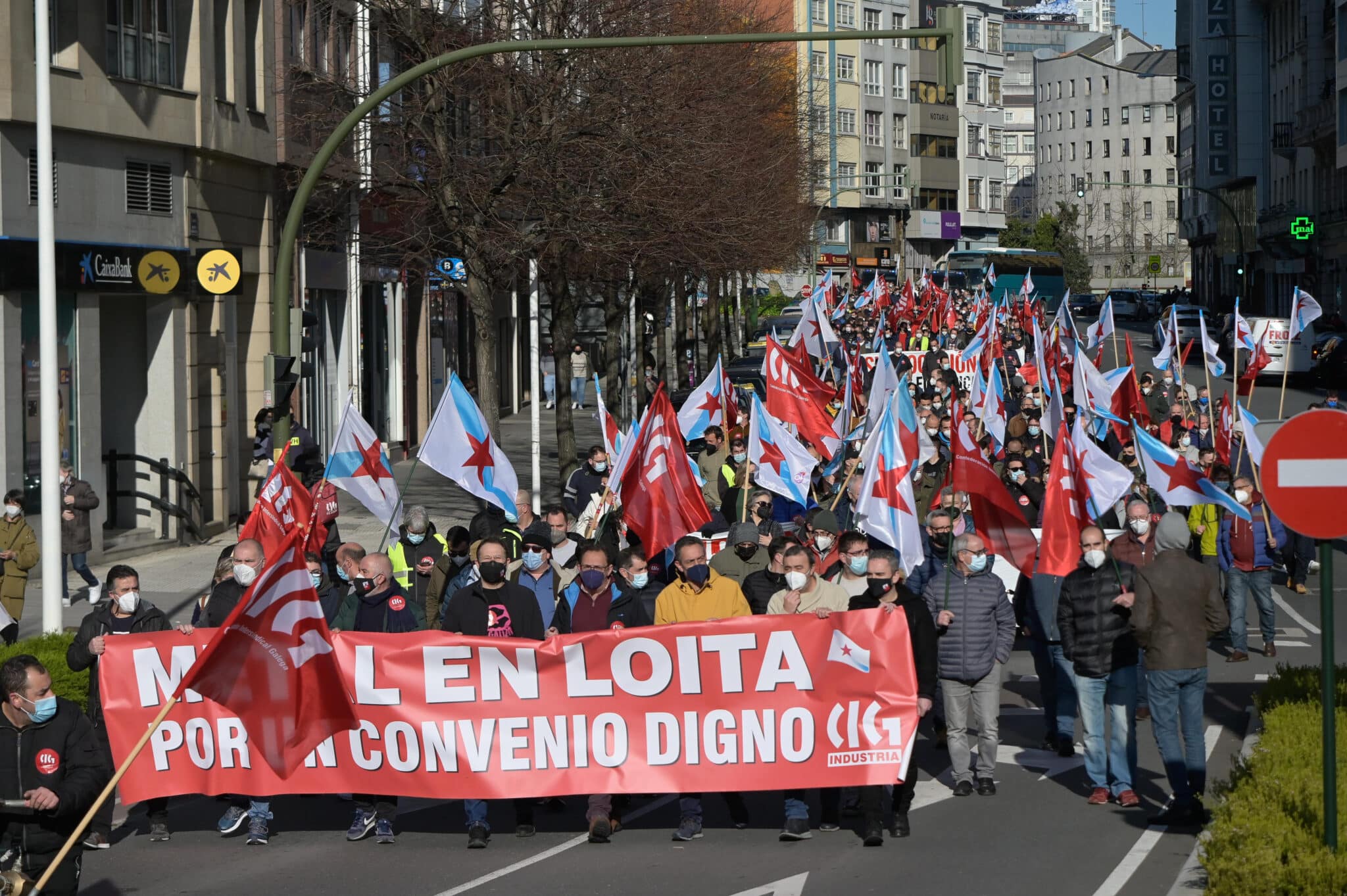 Movilización convocada por CIG-Industria de trabajadores del metal en A Coruña.