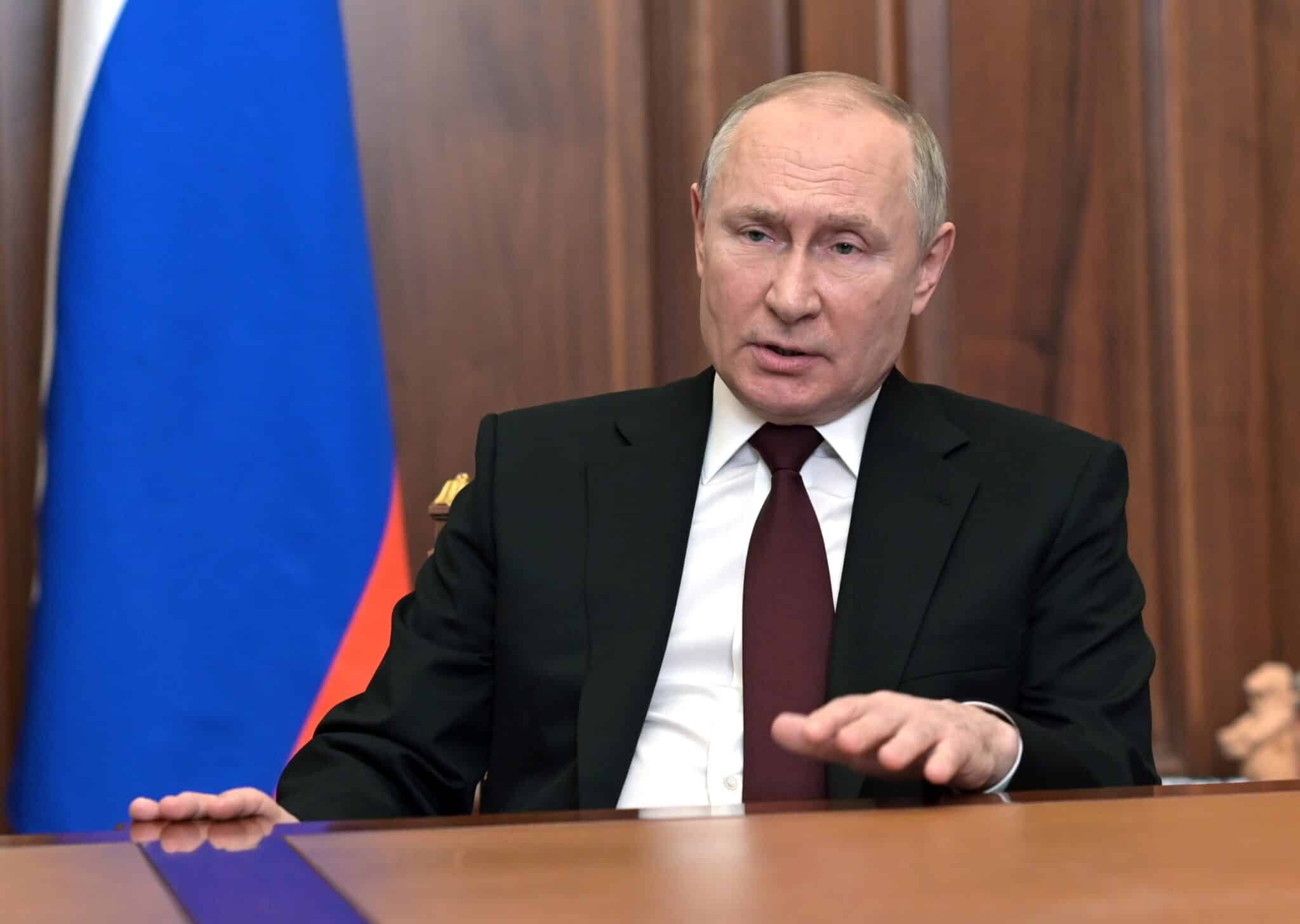 El líder ruso, Vladimir Putin, en su alocución televisiva