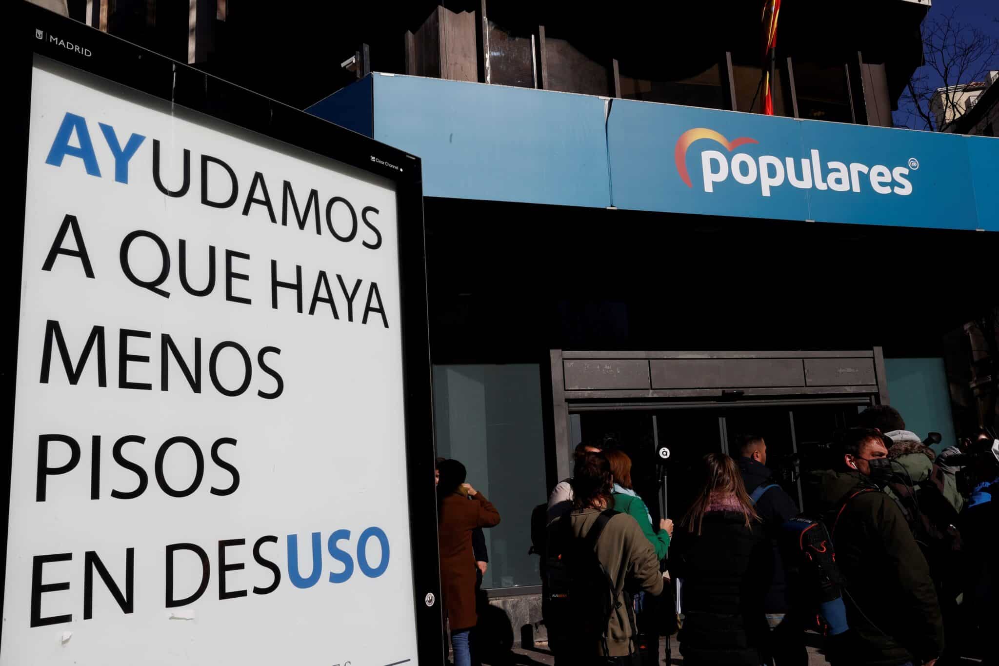 Entrada a la sede del PP en Génova.