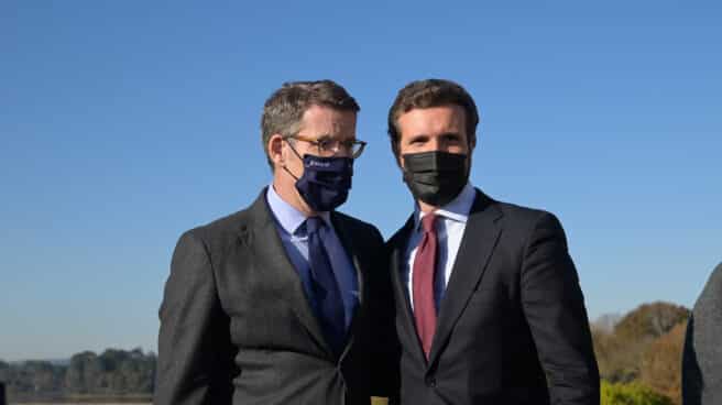 El presidente de la Xunta de Galicia, Alberto Núñez Feijoo y el presidente del PP, Pablo Casado. El presidente de la Xunta de Galicia, Alberto Núñez Feijoo y el presidente del PP, Pablo Casado.