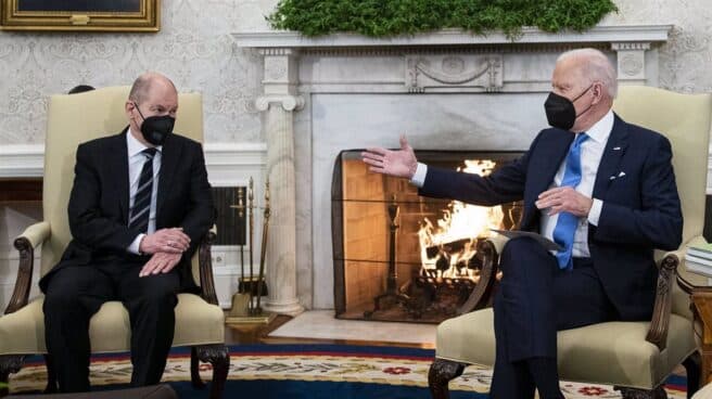 El presiente de Estados Unidos, Joe Biden, y el canciller alemán, Olaf Scholz, en la Casa Blanca El presiente de Estados Unidos, Joe Biden, y el canciller alemán, Olaf Scholz, en la Casa Blanca.