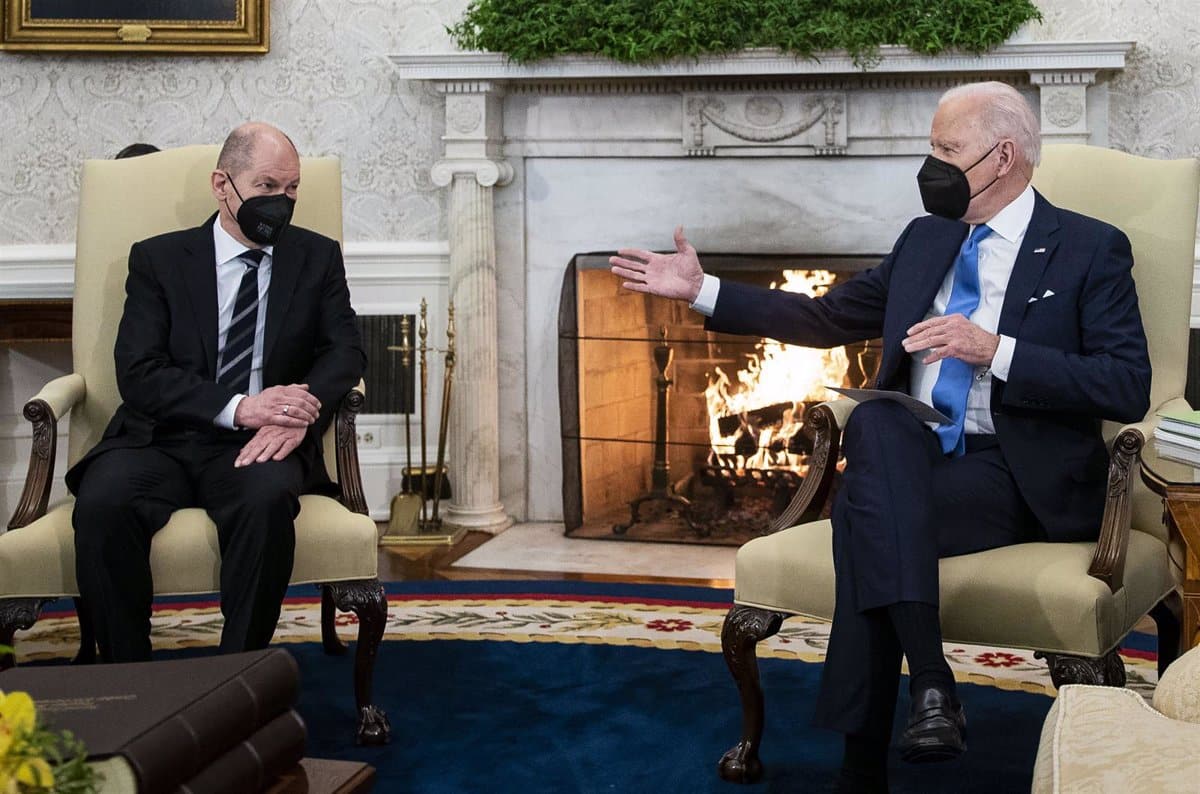 El presiente de Estados Unidos, Joe Biden, y el canciller alemán, Olaf Scholz, en la Casa Blanca.
