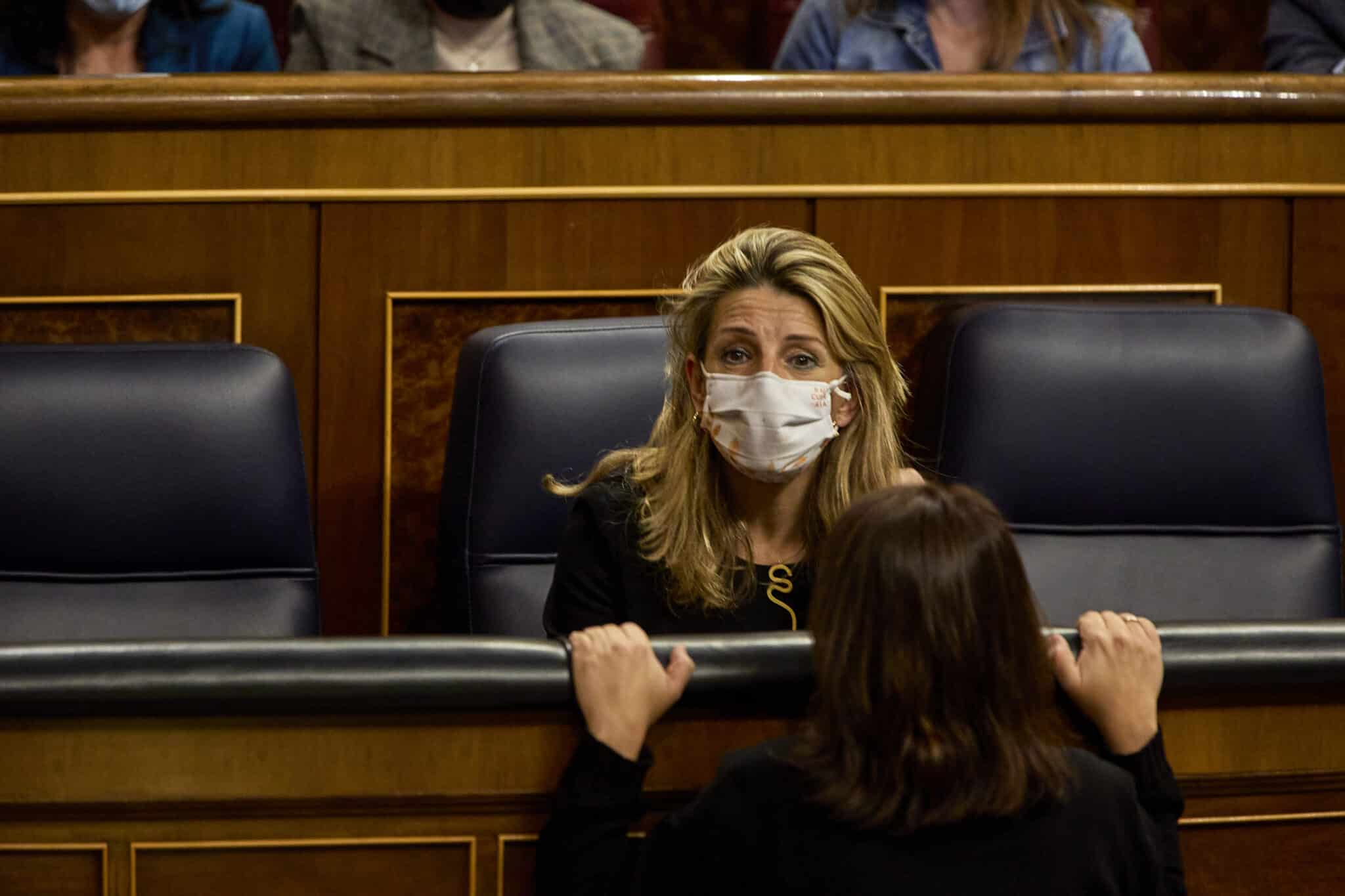 Yolanda Díaz este miércoles en la sesión de control al Gobierno