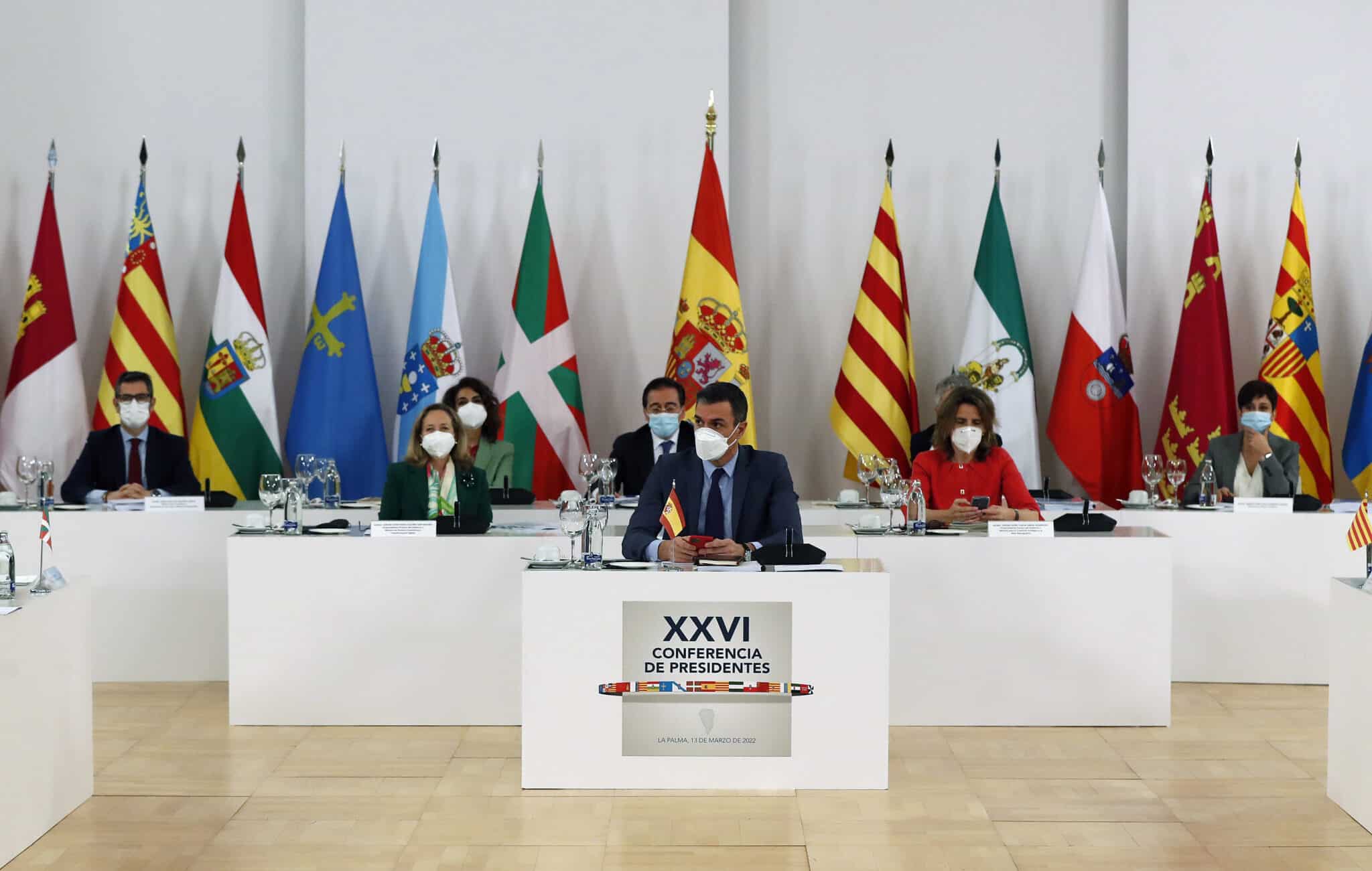 Pedro Sánchez, en la Conferencia de Presidentes en La Palma.