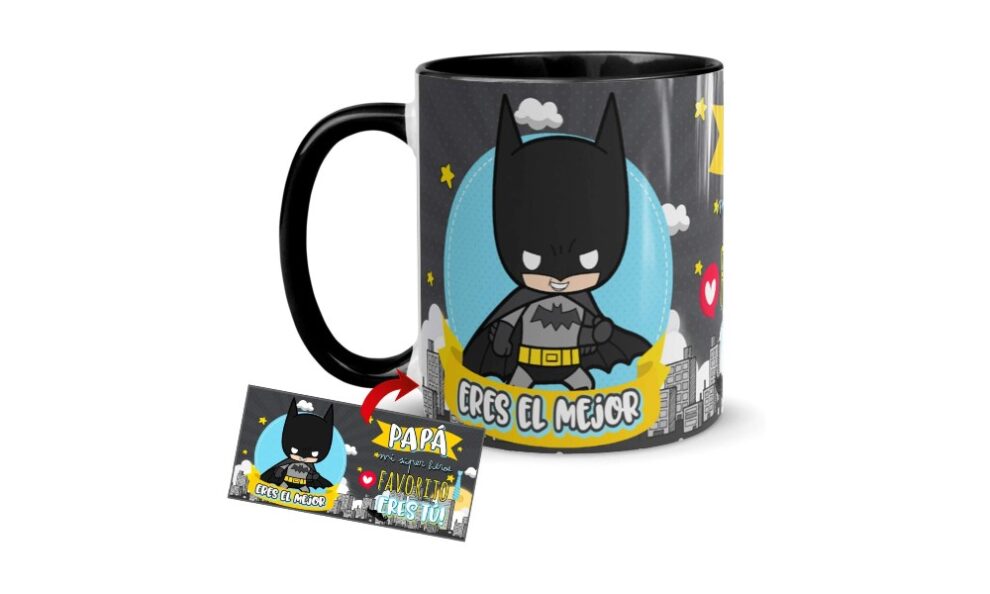 Taza con el dibujo de batman y la frase 'Eres el mejor'